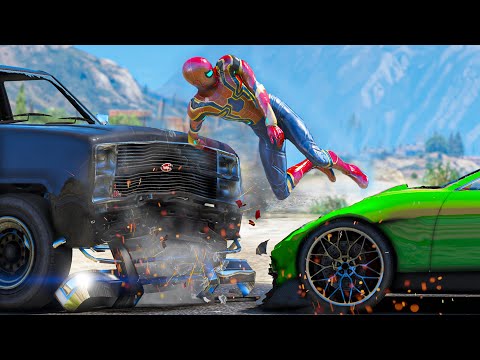 GTA 5 Iron Spiderman Car Crashes - Spider-Man Cars Gameplay #18