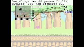 AI playing Hudson's Adventure Island (NES) using NEAT - try 2 - fitness 875 (max 920)