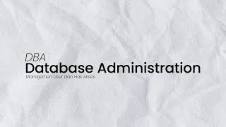 DBA (Database Administration) | Belajar mySQL Dasar
