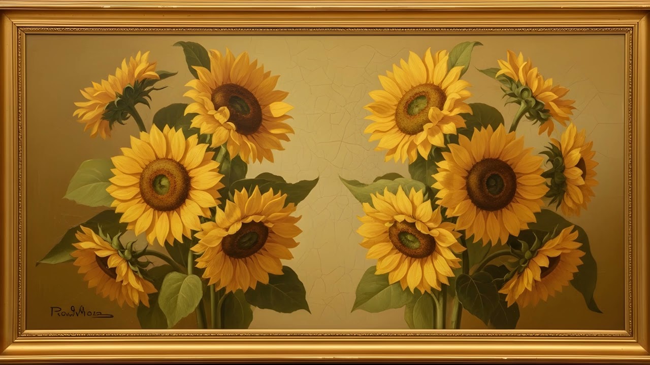 Vintage Rose Painting | TV Art with Gold Frame | Elegant Screensaver