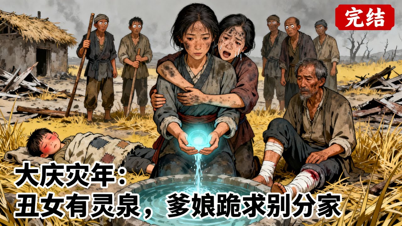 【完结1/2】《大慶災年：醜女有靈泉，爹孃跪求別分家》爹孃絕望上吊時我穿來，左手靈泉右手醫術，治高燒弟弟救斷腿爹，原本嫌我醜的村民全紅眼求帶，爹孃抱腿哭喊：閨女咱不分家！#古言小說#种田文