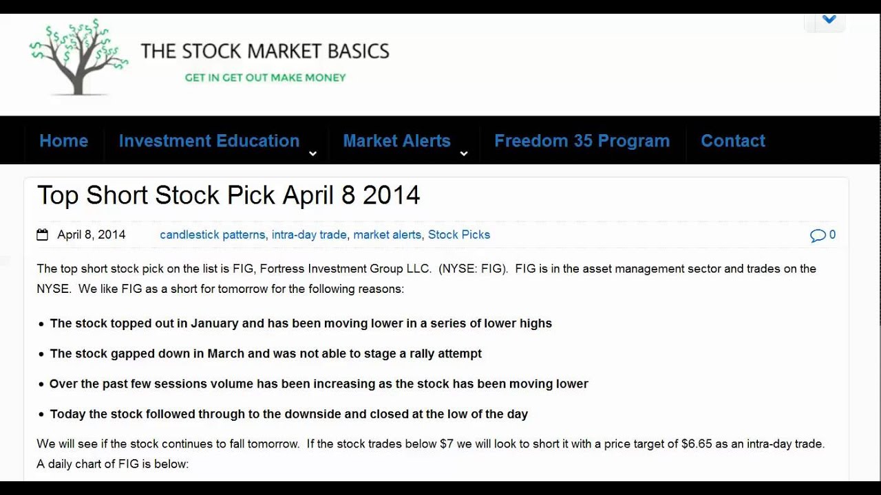 Freedom 35 Top Short Stock Pick April 8 2014