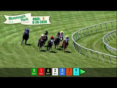 video thumbnail for MONMOUTH PARK 06-20-2026 RACE 3