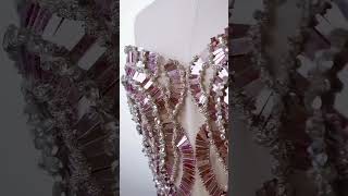 Strapless Pink Mirror Sequin Crystal Cutout Mermaid Gown | Custom Hand Beaded Runway Pageant Dress