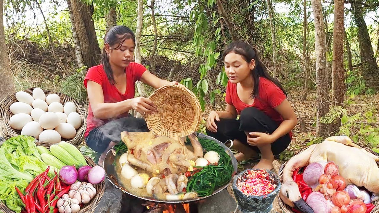 Cooking Spicy Duck Recipe and Eating Delirious while in jungle @RinaAdventureAllTime