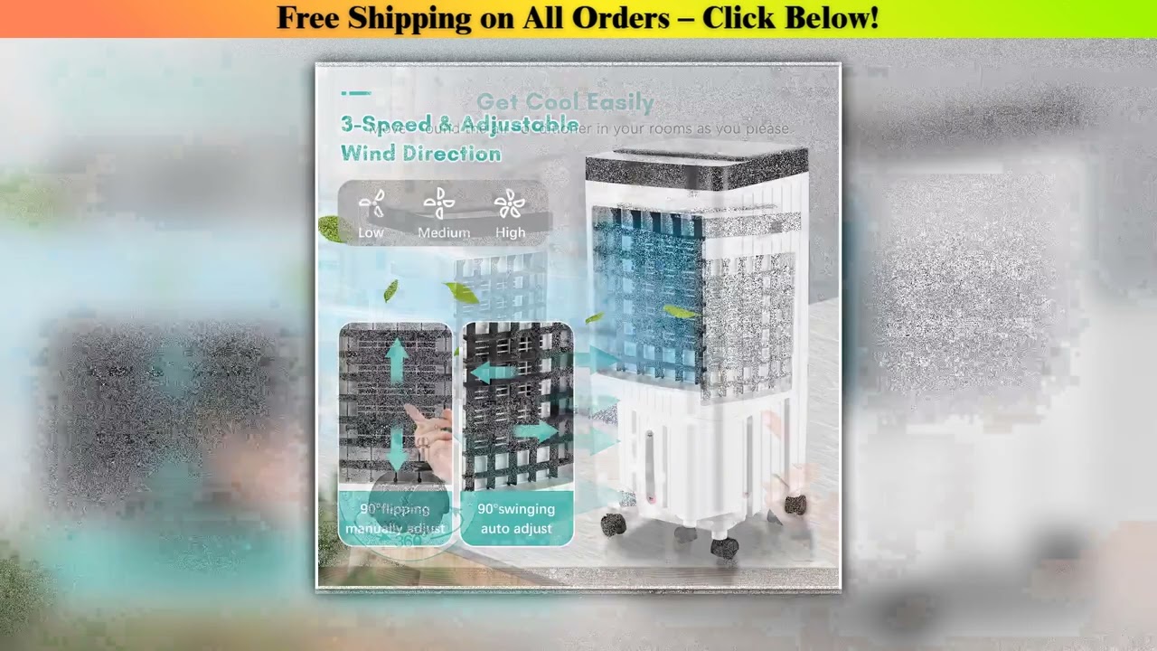 Portable Air Conditioner Fan Evaporative Cooler Cooling Machine 3 Speed with 7.5hrs Timer with