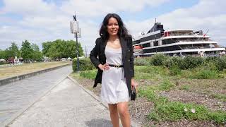 Effortless City Elegance 🛳 Satin Dress, Black Blazer &amp; Silver Heels
