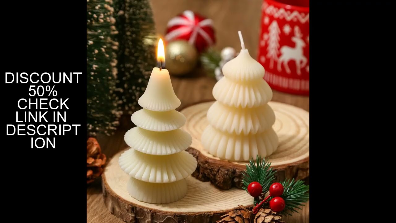 2pcs White Spiral Christmas Tree Shaped Candles, Unique Scented Candles for Christmas Party Holiday