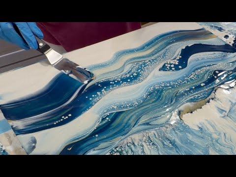 🌊 Blow & Swipe Ocean Wave | Fluid Acrylic Painting