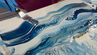 🌊 Blow & Swipe Ocean Wave | Fluid Acrylic Painting