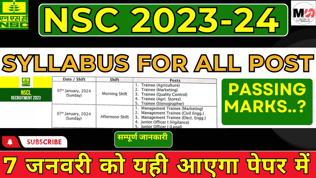 Nscl NATIONAL SEED CORPORATION 2023/SYLLABUS/PASSING MARKS/EXAM DATE/BY RAJ ...