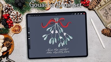 Procreate Christmas Card Design / kiss me under the Mistletoe