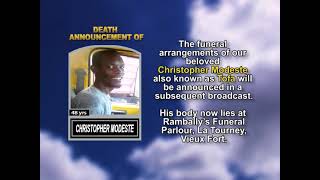 Christopher Modeste  ~ Short Obituary
