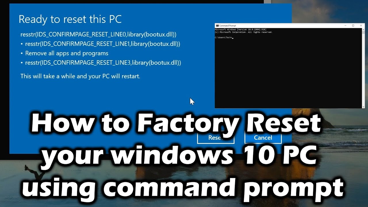 how to reset laptop windows 10 using command prompt