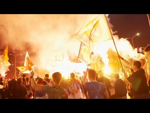 Serbia youth lead thousands on march to Novi Sad for station collapse anniversary rally