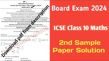 Board Exam 2024 | ICSE Class 10 Maths | 2nd sample paper solution |