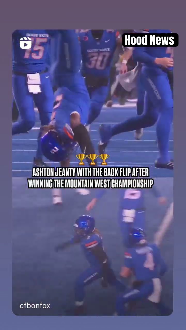 With the backflip #hoodnews #ashtonjeanty #boisestate #backflip #football #omg