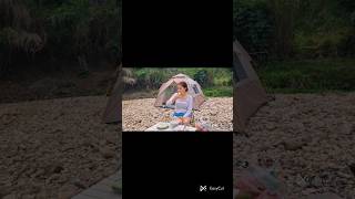 solo girl camping overnight #asmr #campingvideo #survival #survivaloutdoor