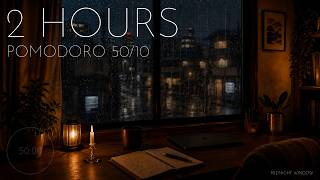 2 Hour Pomodoro Timer | 50/10 × 2 | Tokyo Rain Window | Deep Focus Session