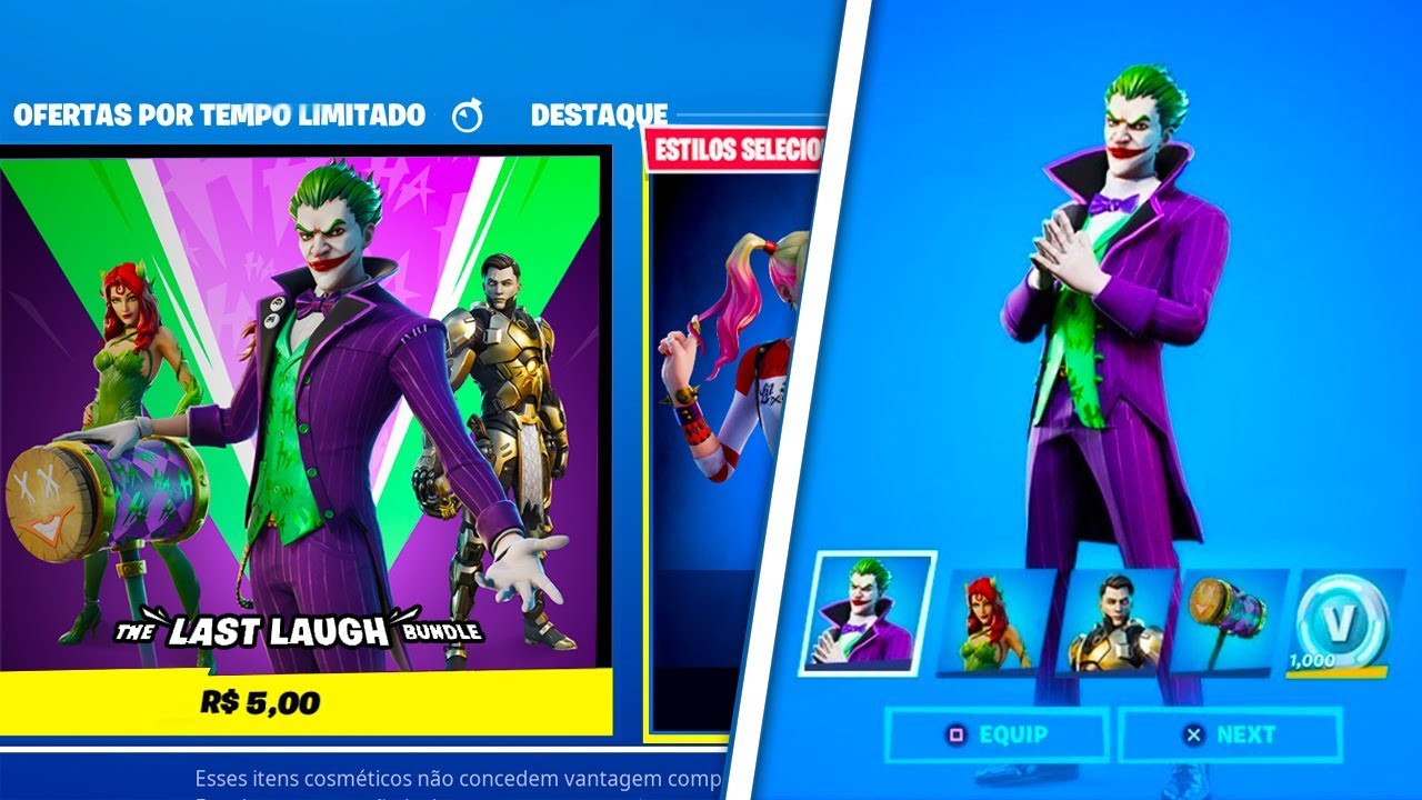 O *NOVO* PACOTE DO CORINGA & 5 SKINS DE PRESENTE! FORTNITE - YouTube