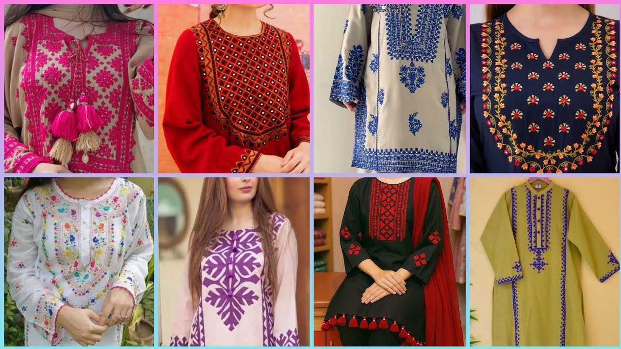 Unique Sindhi embroidery dress designs| stylish neck and sleeves embroidery designs| embroider dress