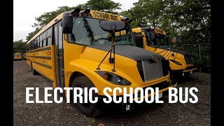 100% Electric School Bus with an exhaust.