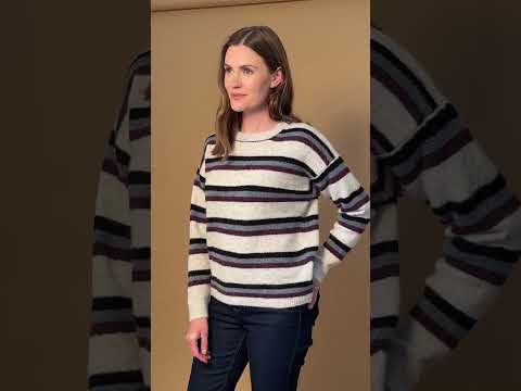 Alpaca Stripe Crew Sweater Plum Stripe