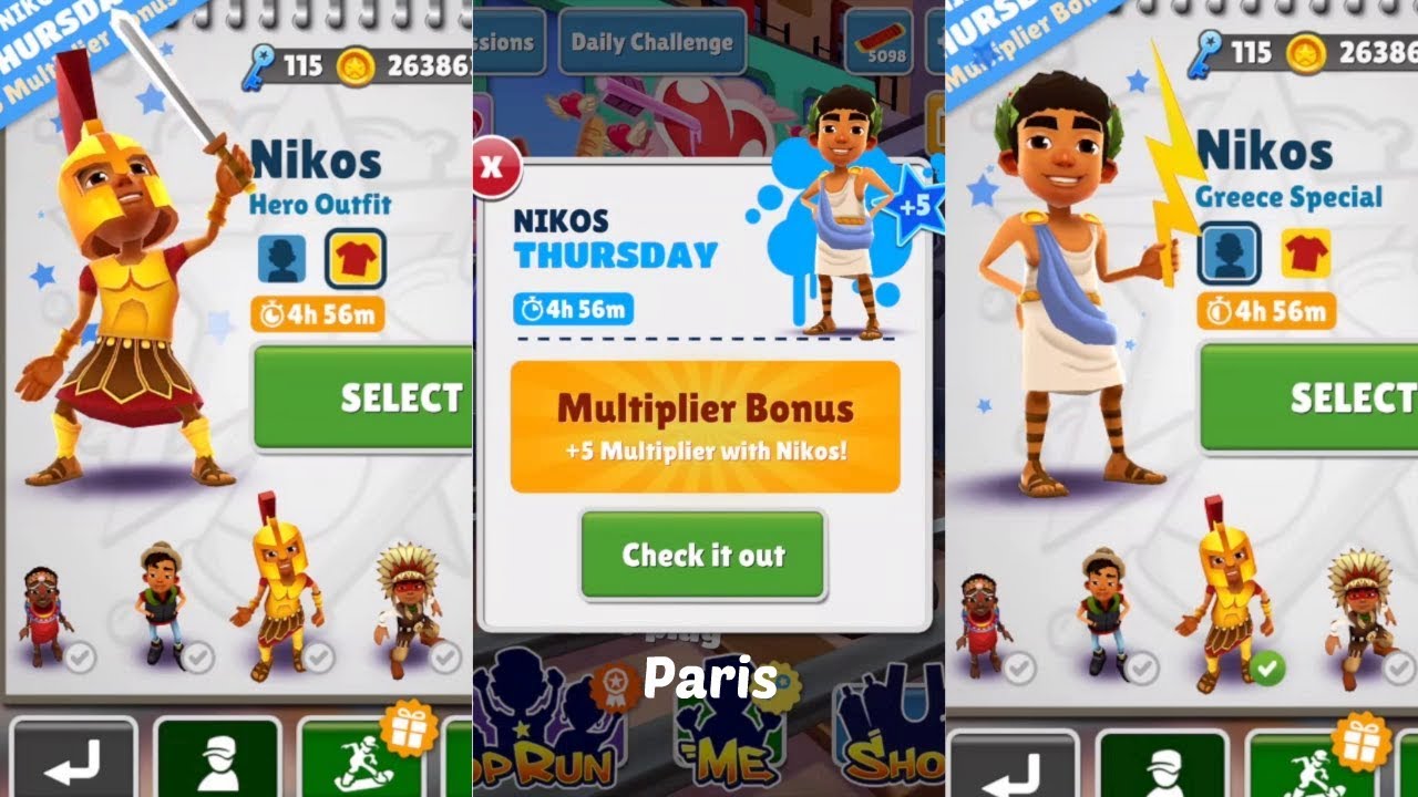 Subway Surfers: Paris (Nikos "Thursday" Multiplier Bonus!) Gameplay On IOS