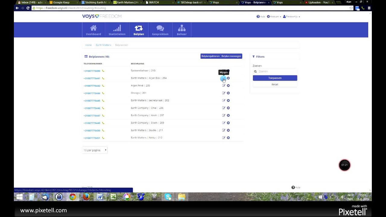 Telefoon doorschakelen in Voys