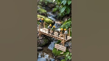 A miniature construction crew build bridge #shorts #ytshorts #ai #animation #worker #bridge