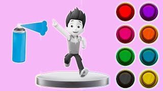 Painting and Coloring Paw Patrol Ryder Learn Colors For Kids Rhymes Johny Johny Yes Papa Song