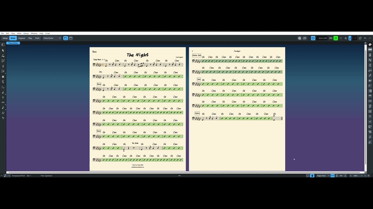 **The Night**, Bass Transcription | Lou Lagoon