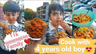 let's cook with 4 years old nephew | Easy and tasty snacks | Kurkure Chaat Recipe