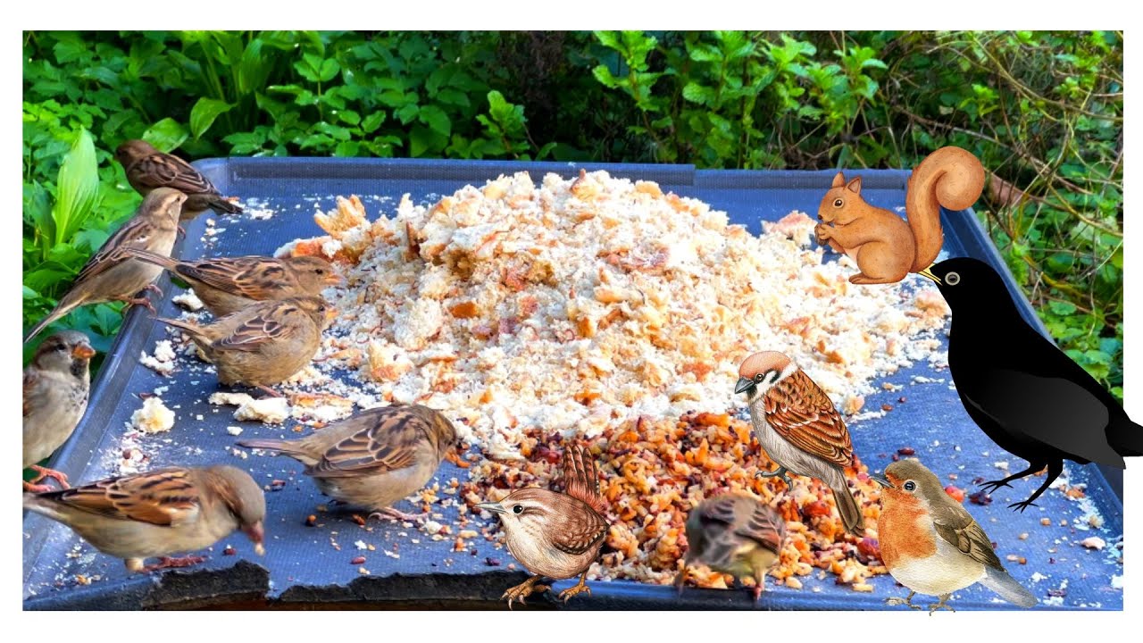 birds eating, birds eating together YouTube