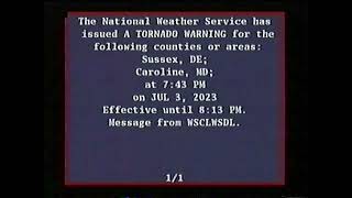 Comcast Emergency Alert System - Tornado Warning (July 3, 2023)