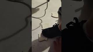 Woman Trample Bread In Kappa Shoes