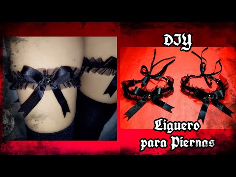 Liguero de listón y elástico para piernas ? DIY - Goth - Lady Blue ?