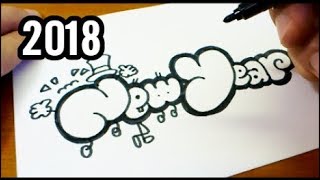 ⁣Happy New Year 2018 ! ~ Easy Doodle letters ~ How to draw graffiti bubble letters