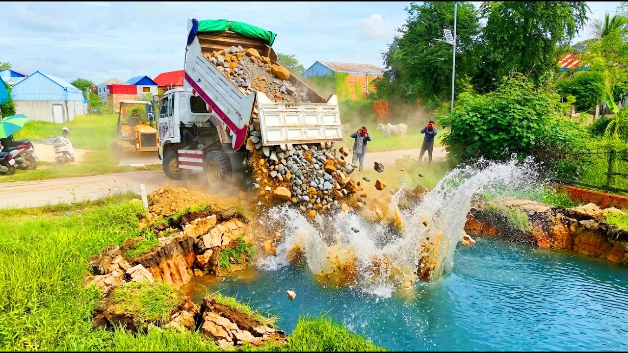 A great project with experts working on clearing the forest and clearing the lake and 5 ton trucks