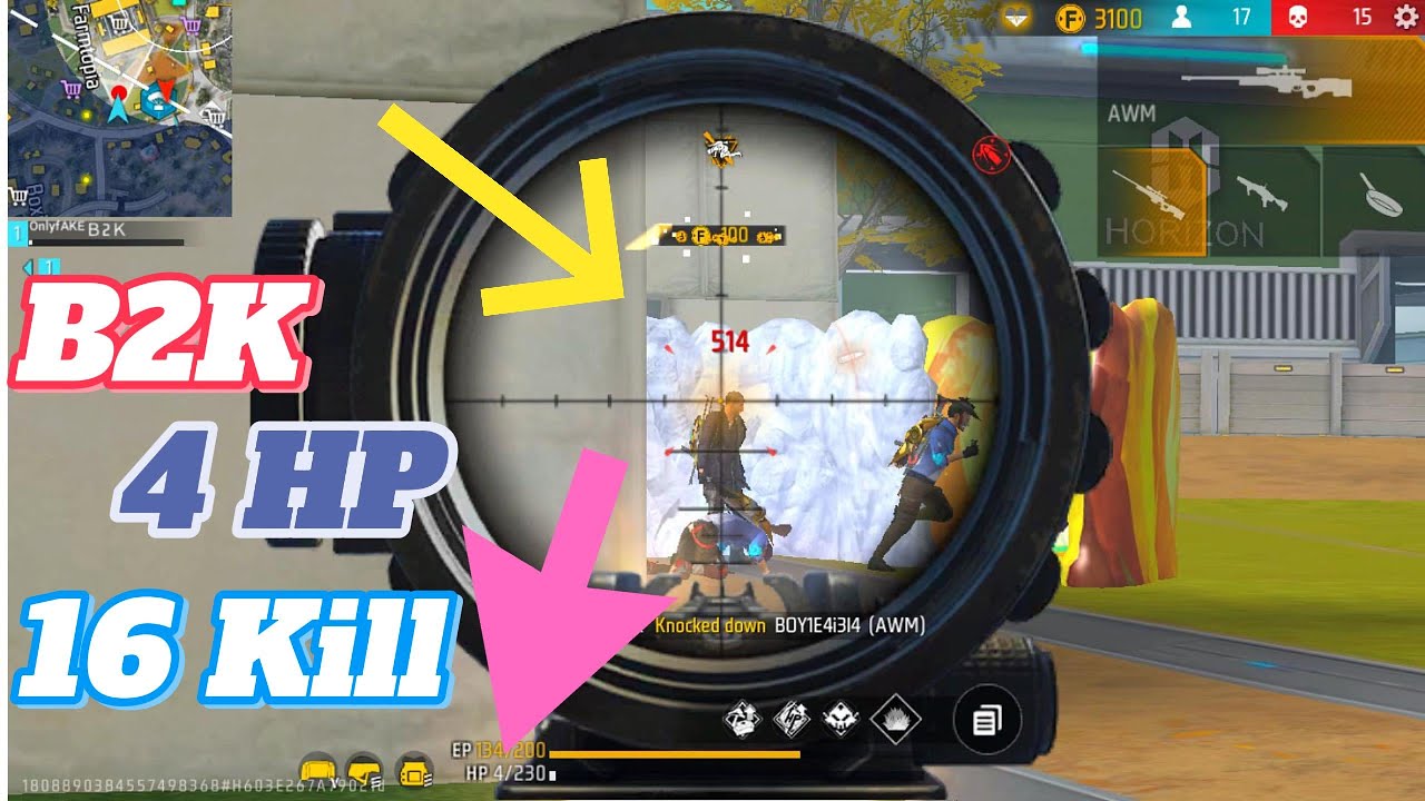 [FAKE B2K]FIGHT TO THE END# FREE FIRE SNIPER GAMEPLAY