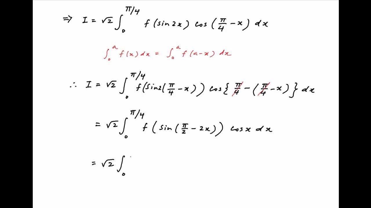 Prove the following result for the integral of f(sin2x