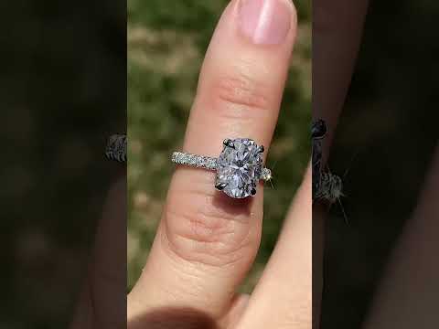 Diamond Collar Oval Lab Grown Diamond Engagement Ring - 2mm ring video