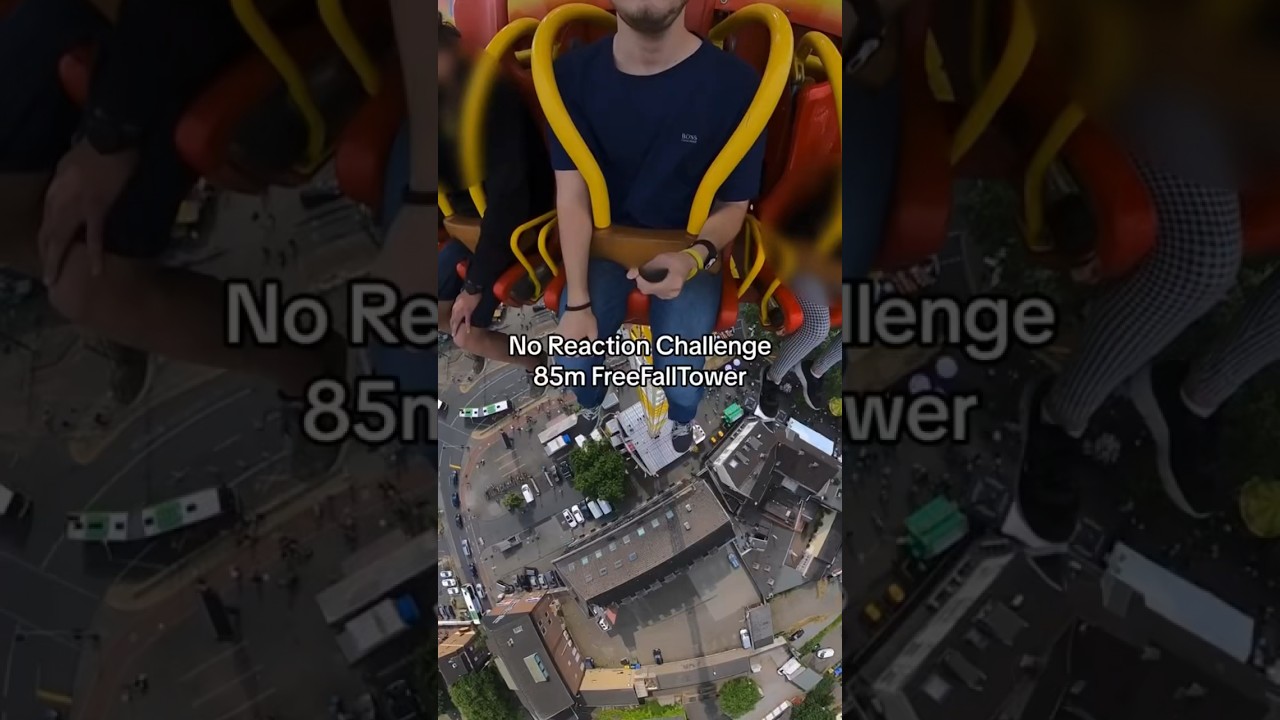 No Reaction Challenge 80m FreeFallTower😨 