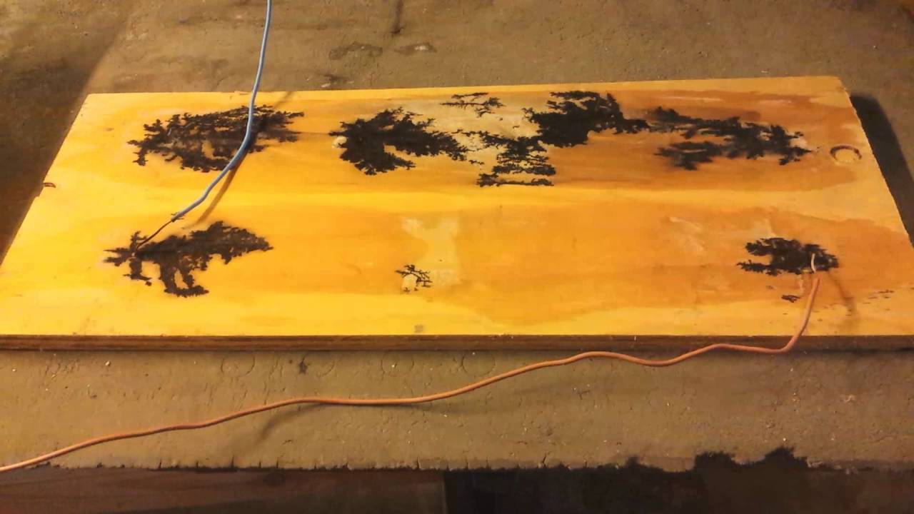 Woodburning with electricity homemade Lichtenberg device YouTube