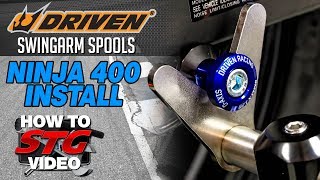 Driven 2018-2023 Kawasaki Ninja 400 Swingarm Spools Install | Sportbiketrackgear.com