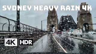 Heavy ￼ Rain & Thunderstorm Drive: North Sydney → Ashfield | 4K HDR 60FPS Dolby Vision 🌧️🇦🇺