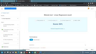Machine Learning Module test : 5 --Linear Regression