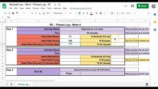Fill out Fitness Log