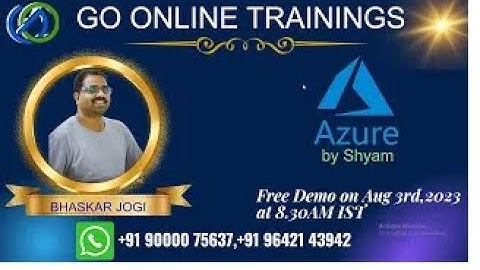 Azure Data Engineering Demo Part1 - Aug 3rd 2023 | Bhaskar Jogi | Go Online Trainings