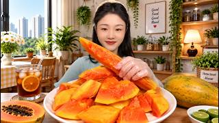 Juicy Orange Papaya Slices Piled High with Fresh Lime on the Side screenshot 1